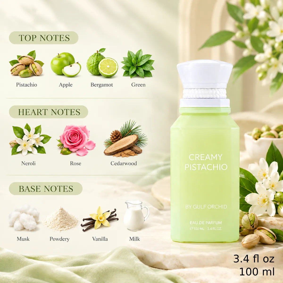 Authentic Gulf Orchid Creamy Pistachio Eau De Parfum 100ml for best price with fast delivery - Perfumesouq Qatar