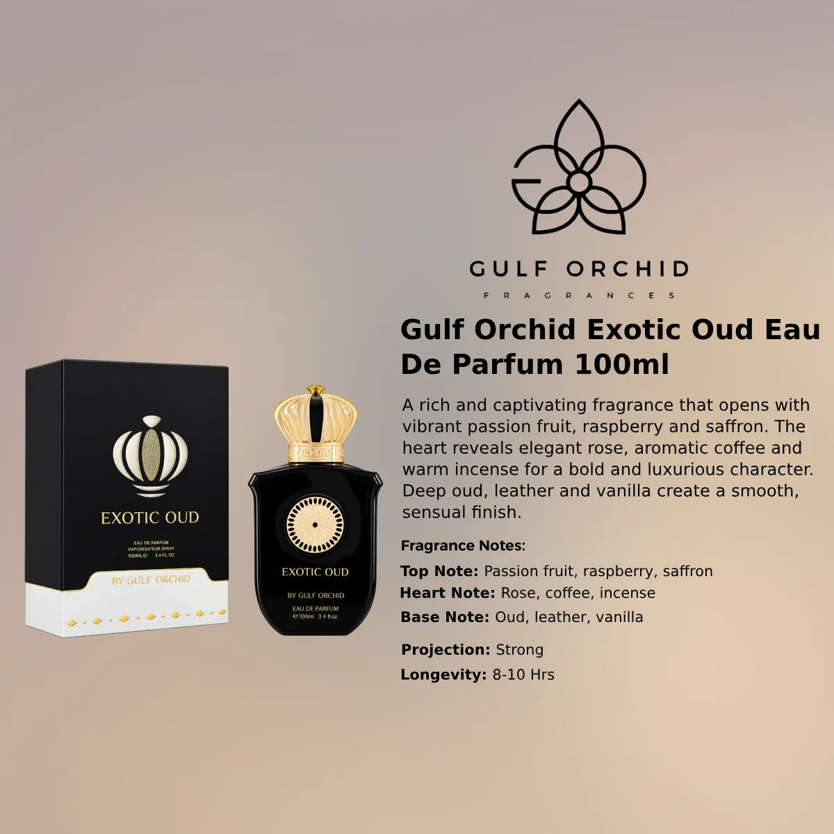 Gulf Orchid Exotic Oud EDP 100ml luxury fragrance at best price in Qatar, rich oud and leather scent - Perfumesouq Qatar