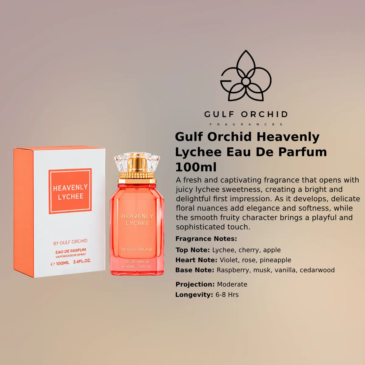 Gulf Orchid Heavenly Lychee EDP 100ml luxury fragrance at best price , refreshing and elegant scent - Perfumesouq Qatar