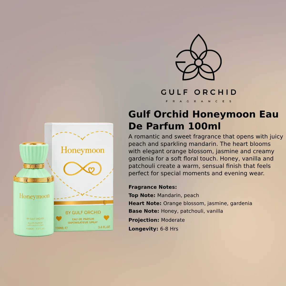 Gulf Orchid Honeymoon EDP 100ml luxury fragrance at best price, sweet fruity and floral scent - Perfumesouq Qatar