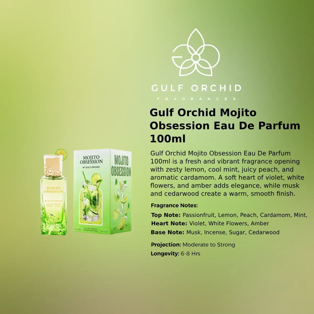Gulf Orchid Mojito Obsession EDP 100ml luxury fragrance at best price in Qatar, authentic and genuine product - Perfumesouq Qatar