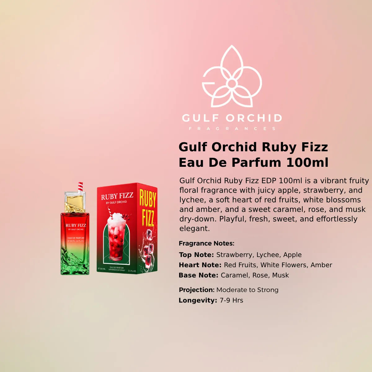 Gulf Orchid Ruby Fizz EDP 100ml luxury fragrance at best price in Qatar, authentic and genuine product - Perfumesouq Qatar