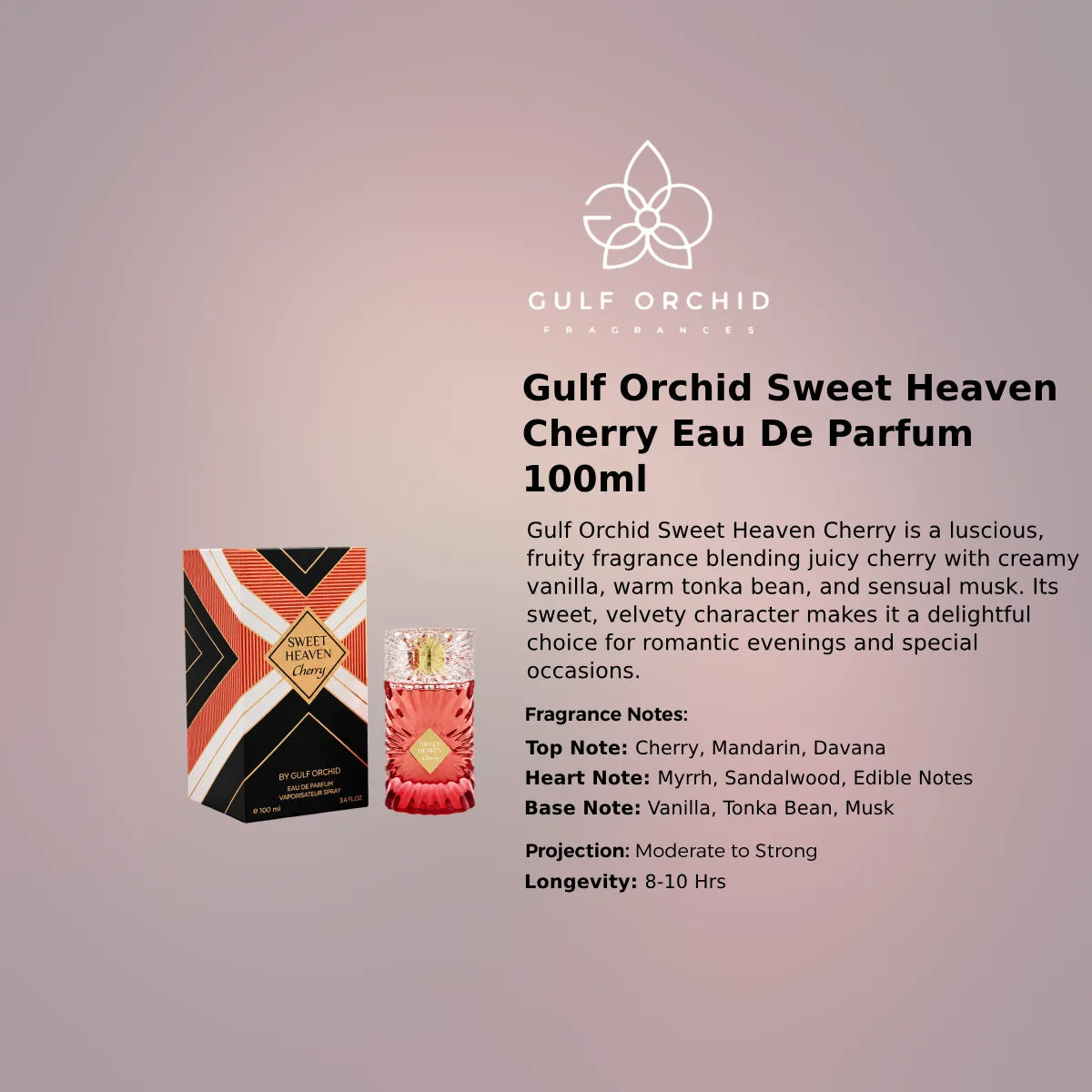 Gulf Orchid Sweet Heaven Cherry EDP 100ml luxury fragrance at best price in Qatar, authentic and genuine product - Perfumesouq Qatar