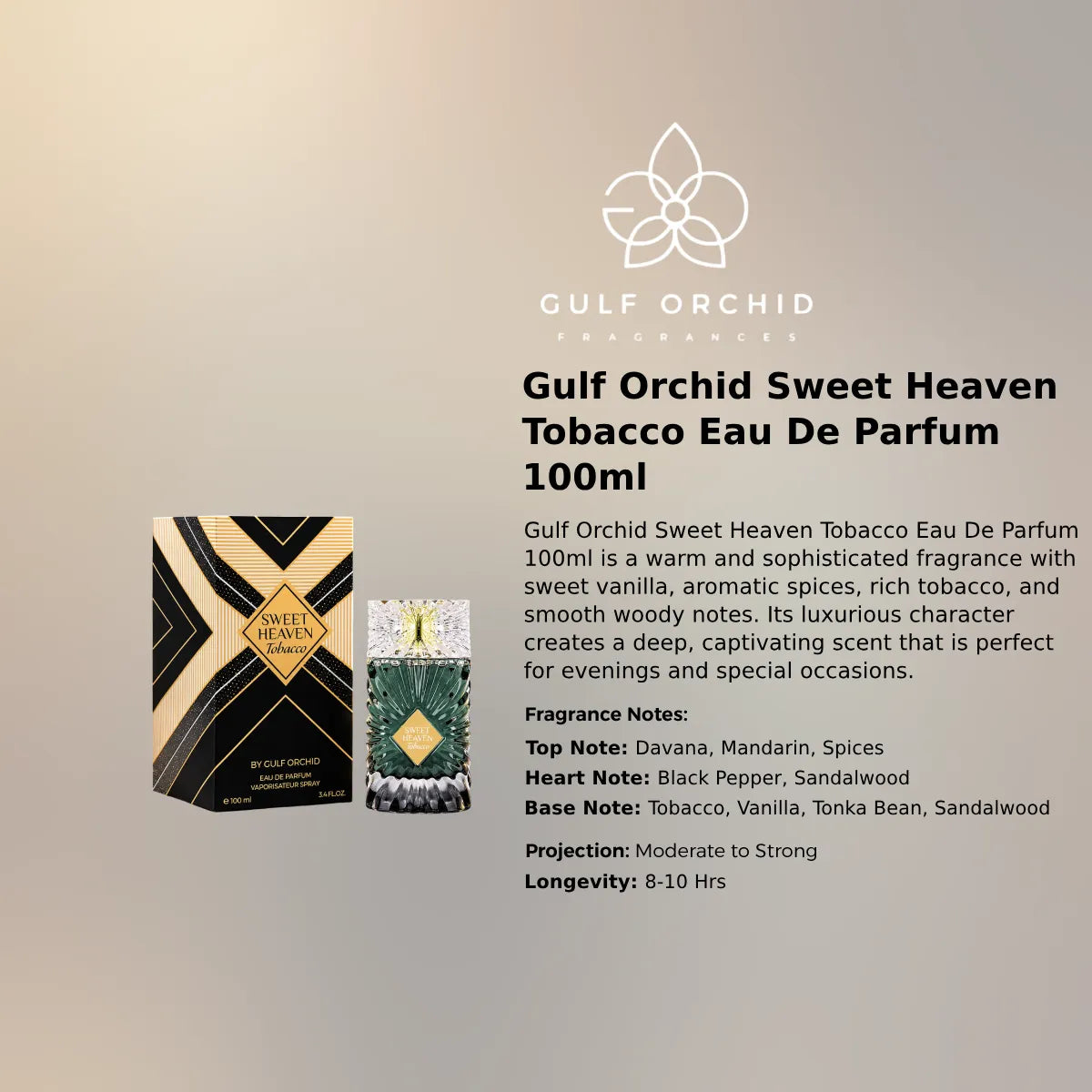 Gulf Orchid Sweet Heaven Tobacco EDP 100ml luxury fragrance at best price in Qatar, authentic and genuine product - Perfumesouq Qatar