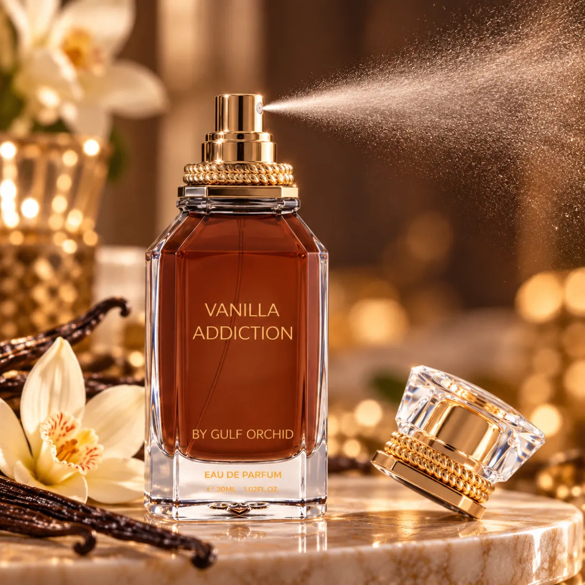 Gulf Orchid Vanilla Addiction Eau De Parfum 100ml for best price, elegant fragrance with amber and musk notes - Perfumesouq Qatar