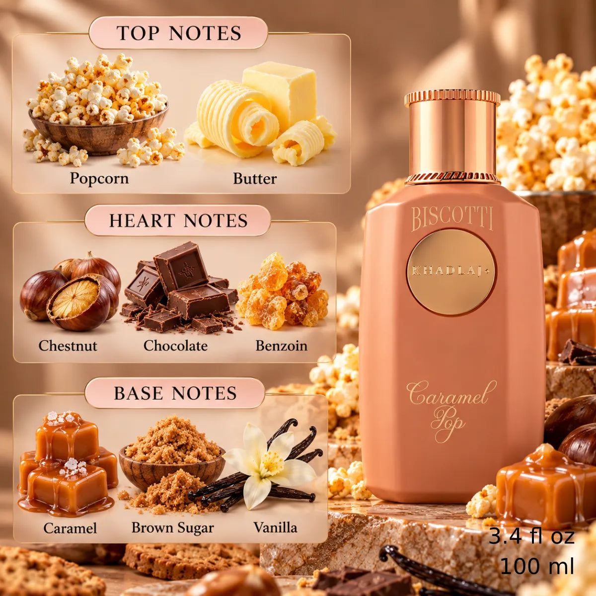 Authentic Khadlaj Biscotti Caramel Pop Extrait De Parfum 100ml for best price with fast delivery - Perfumesouq Qatar