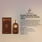 Khadlaj Biscotti Date Toffee Extrait 100ml luxury fragrance at best price, authentic and genuine product - Perfumesouq Qatar