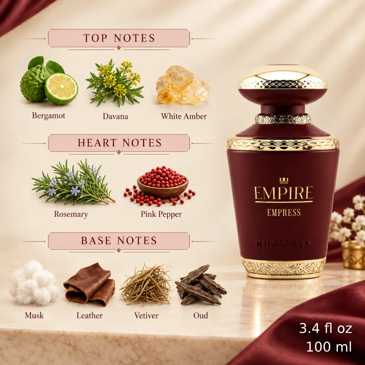 Authentic Khadlaj Empire Empress Eau De Parfum 100ml for best price with fast delivery - Perfumesouq Qatar