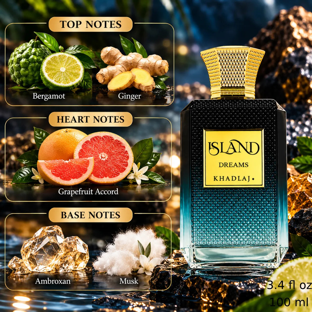 Authentic Khadlaj Island Dreams Extrait De Parfum 100ml for best price with fast delivery - Perfumesouq Qatar