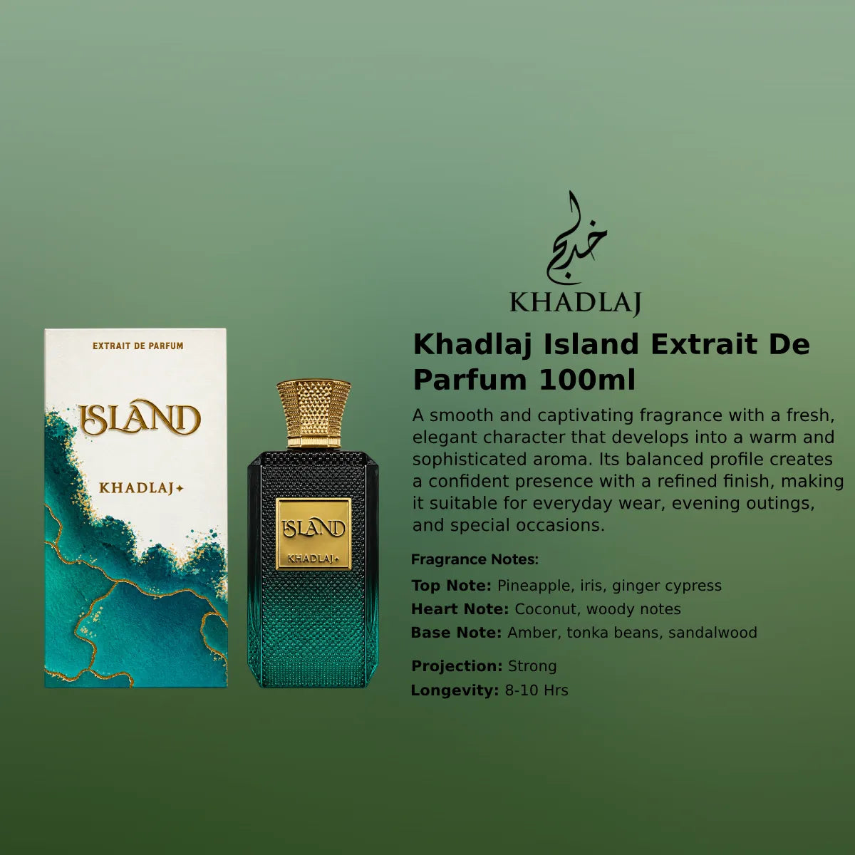 Khadlaj Island Extrait 100ml luxury fragrance at best price, authentic and genuine product - Perfumesouq Qatar