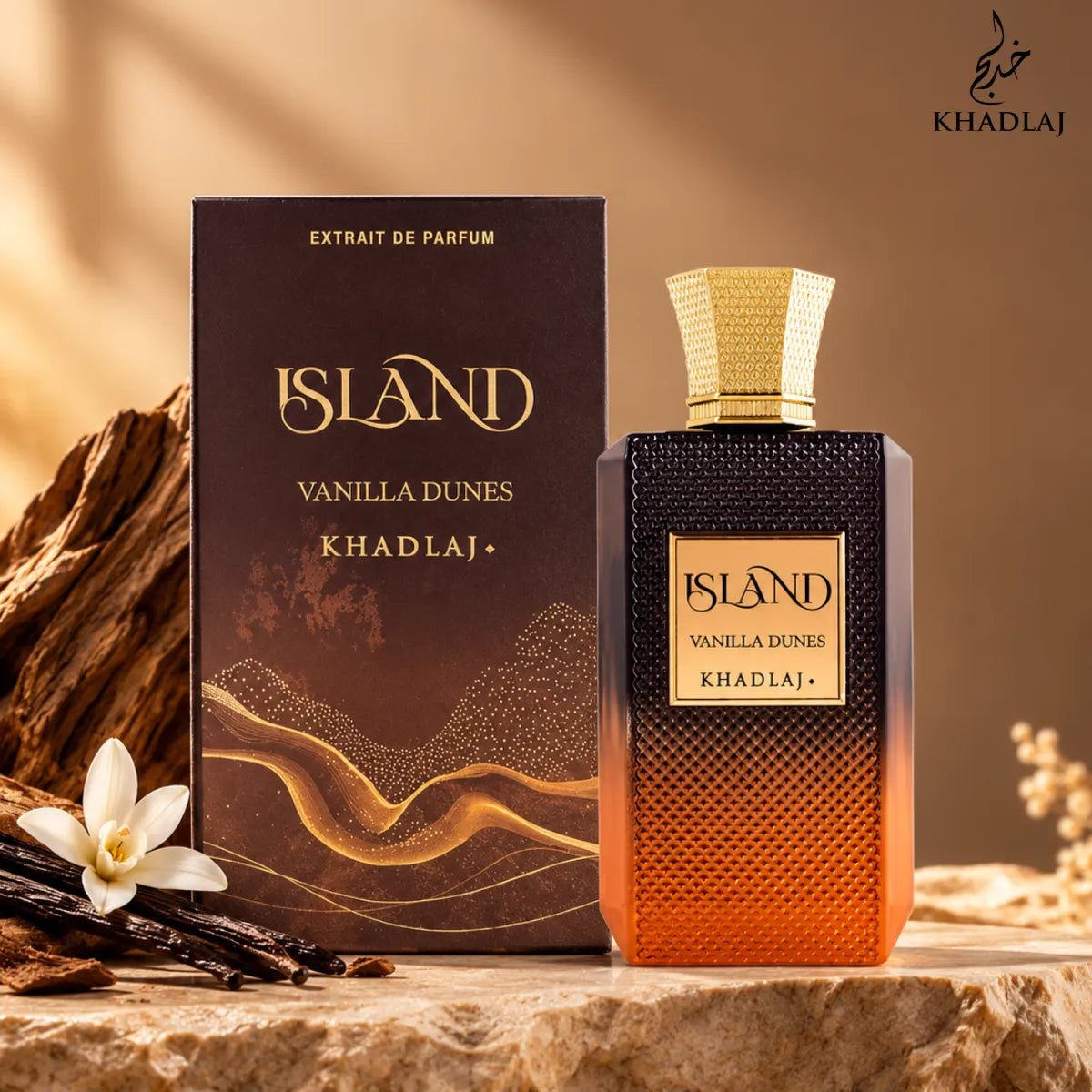 Buy Khadlaj Island Vanilla Dunes Extrait De Parfum 100ml online from Perfumesouq, Doha, Qatar