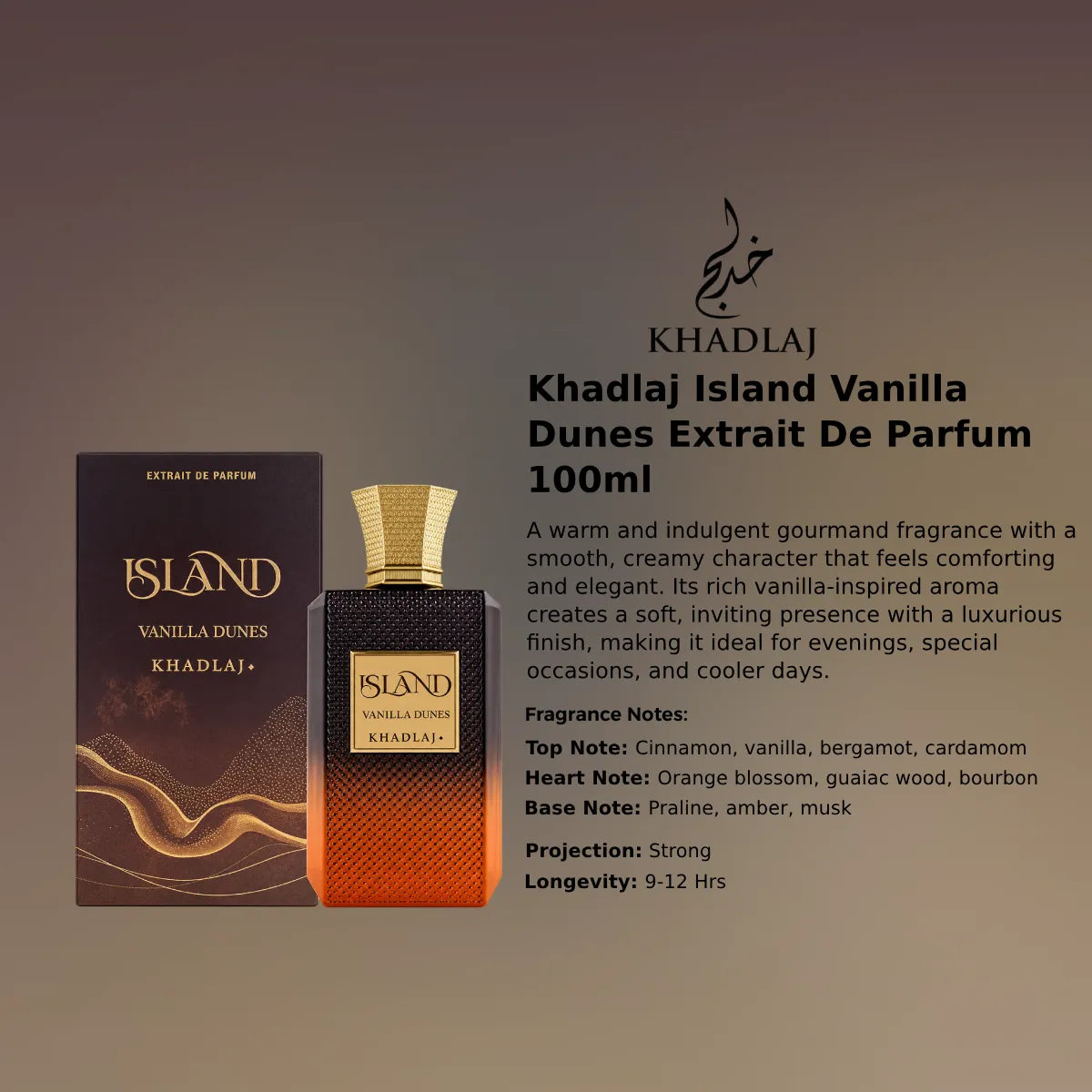 Khadlaj Island Vanilla Dunes Extrait 100ml luxury fragrance at best price, authentic and genuine product - Perfumesouq Qatar