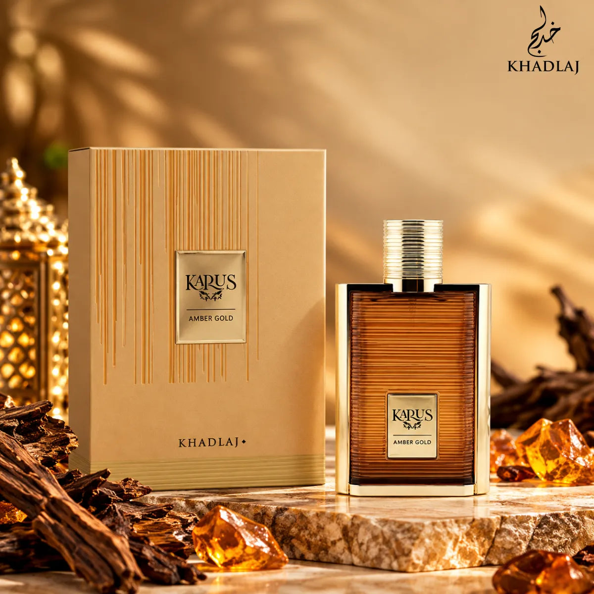 Buy Khadlaj Karus Amber Gold Eau De Parfum 100ml online from Perfumesouq, Doha, Qatar