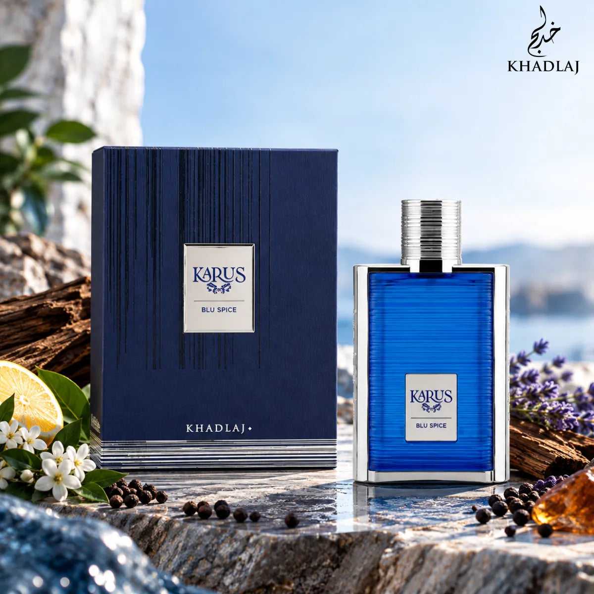 Buy Khadlaj Karus Blu Spice Eau De Parfum 100ml online from Perfumesouq, Doha, Qatar