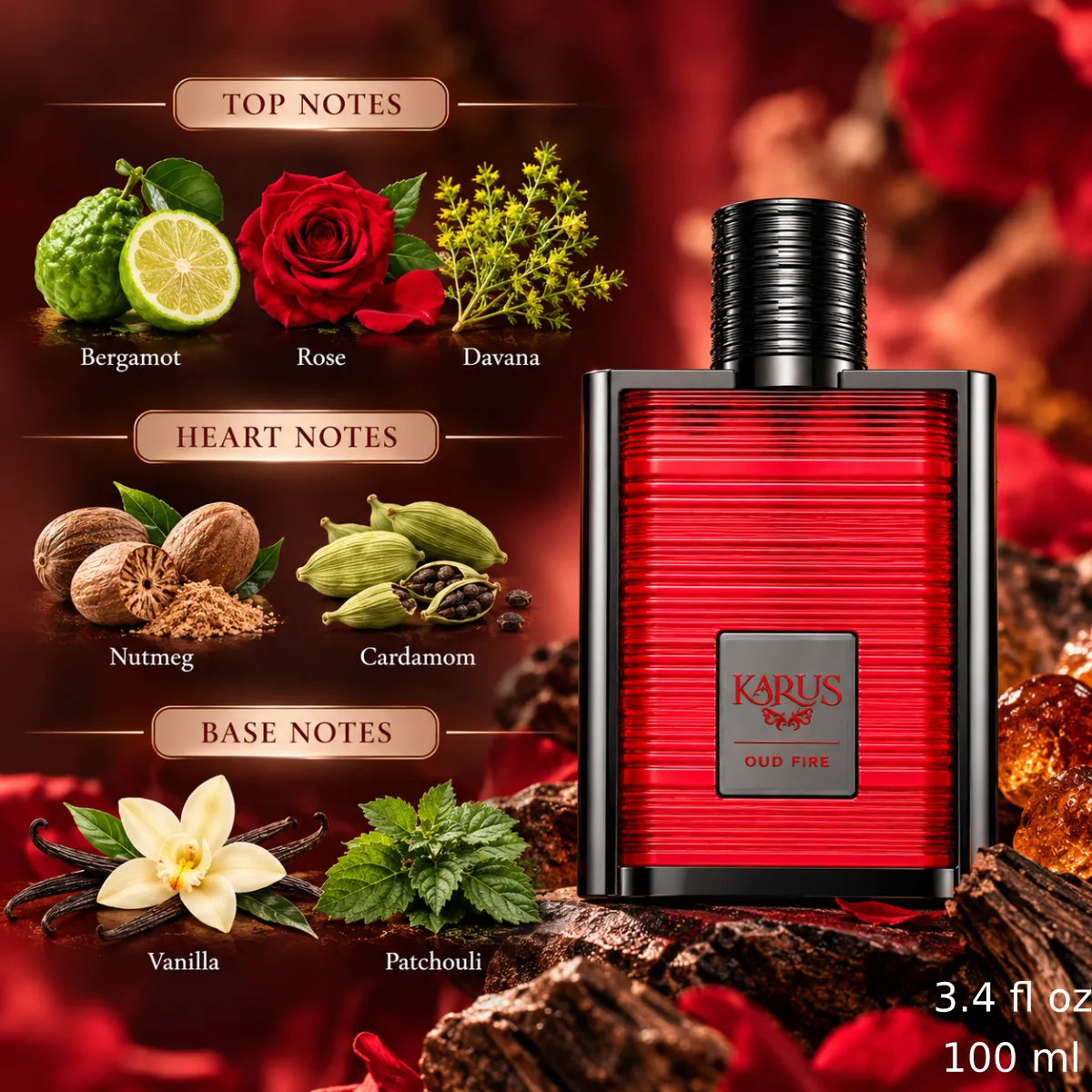 Authentic Khadlaj Karus Oud Fire Eau De Parfum 100ml for best price with fast delivery - Perfumesouq Qatar