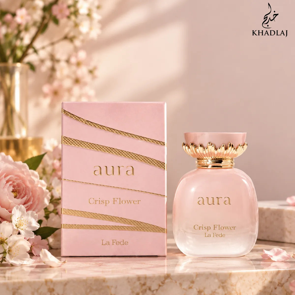Buy Khadlaj La Fede Aura Crisp Flower Eau De Parfum 100ml online from Perfumesouq, Doha, Qatar