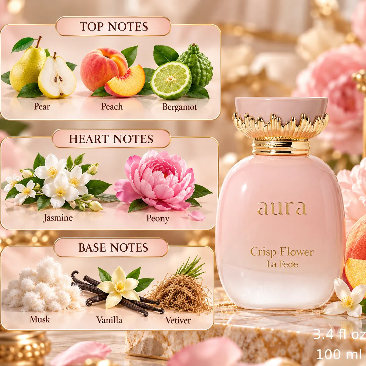 Authentic Khadlaj La Fede Aura Crisp Flower Eau De Parfum 100ml for best price with fast delivery - Perfumesouq Qatar