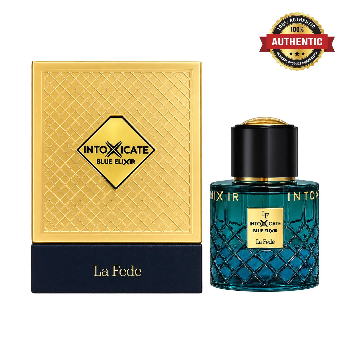 Khadlaj La Fede Intoxicate Blue Elixir Eau De Parfum 100ml online at best price, premium fresh fragrance - Perfumesouq Qatar