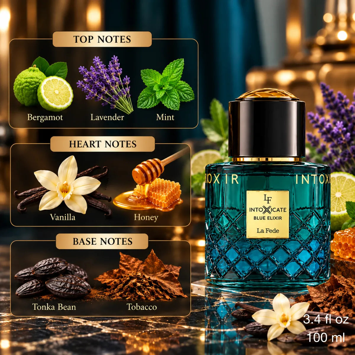 Authentic Khadlaj La Fede Intoxicate Blue Elixir Eau De Parfum 100ml for best price with fast delivery - Perfumesouq Qatar