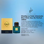 Khadlaj La Fede Intoxicate Blue Elixir EDP 100ml luxury fragrance at best price, authentic and genuine product - Perfumesouq Qatar