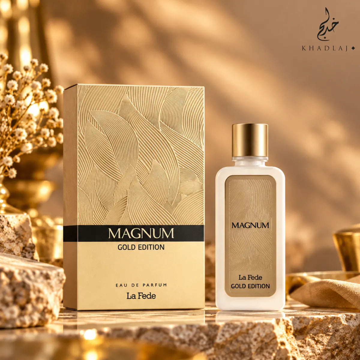 Buy Khadlaj La Fede Magnum Gold Edition Eau De Parfum 100ml online from Perfumesouq , Doha, Qatar