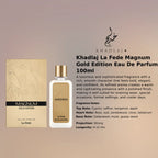 Khadlaj La Fede Magnum Gold Edition EDP 100ml luxury fragrance at best price, authentic and genuine product - Perfumesouq Qatar