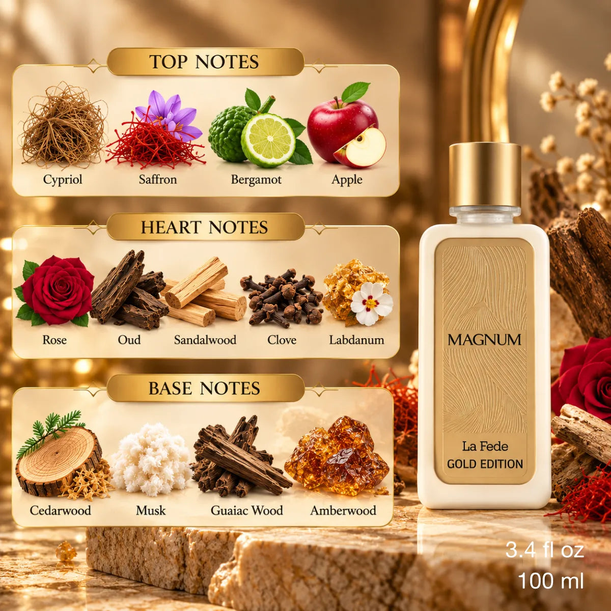 Authentic Khadlaj La Fede Magnum Gold Edition Eau De Parfum 100ml for best price with fast delivery - Perfumesouq Qatar