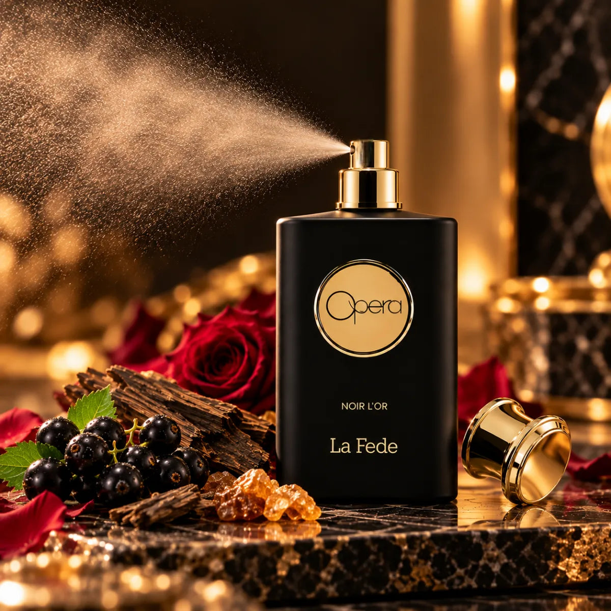 Original Khadlaj La Fede Opera Noir Lor Eau De Parfum 100ml authentic luxury fragrance at best price - Perfumesouq Qatar