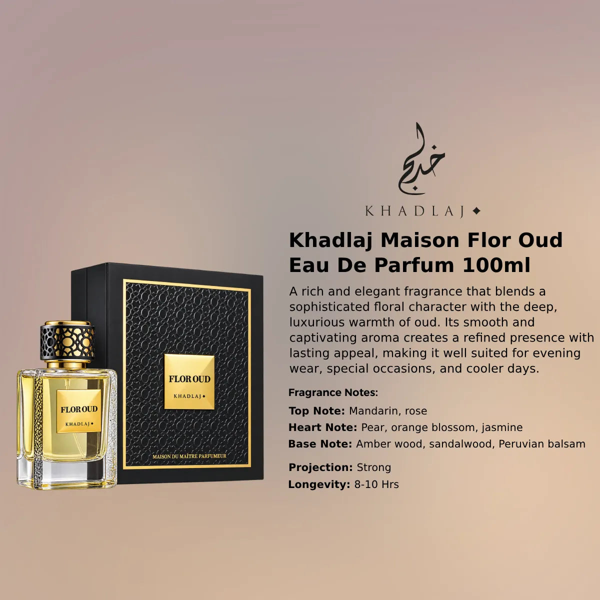 Khadlaj Maison Flor Oud EDP 100ml luxury fragrance at best price, authentic and genuine product - Perfumesouq Qatar