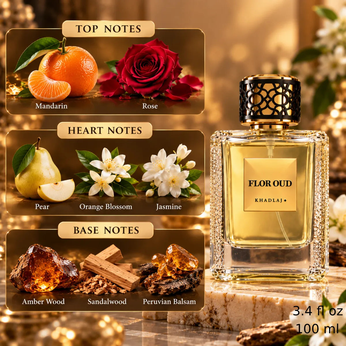 Authentic Khadlaj Maison Flor Oud Eau De Parfum 100ml for best price with fast delivery - Perfumesouq Qatar