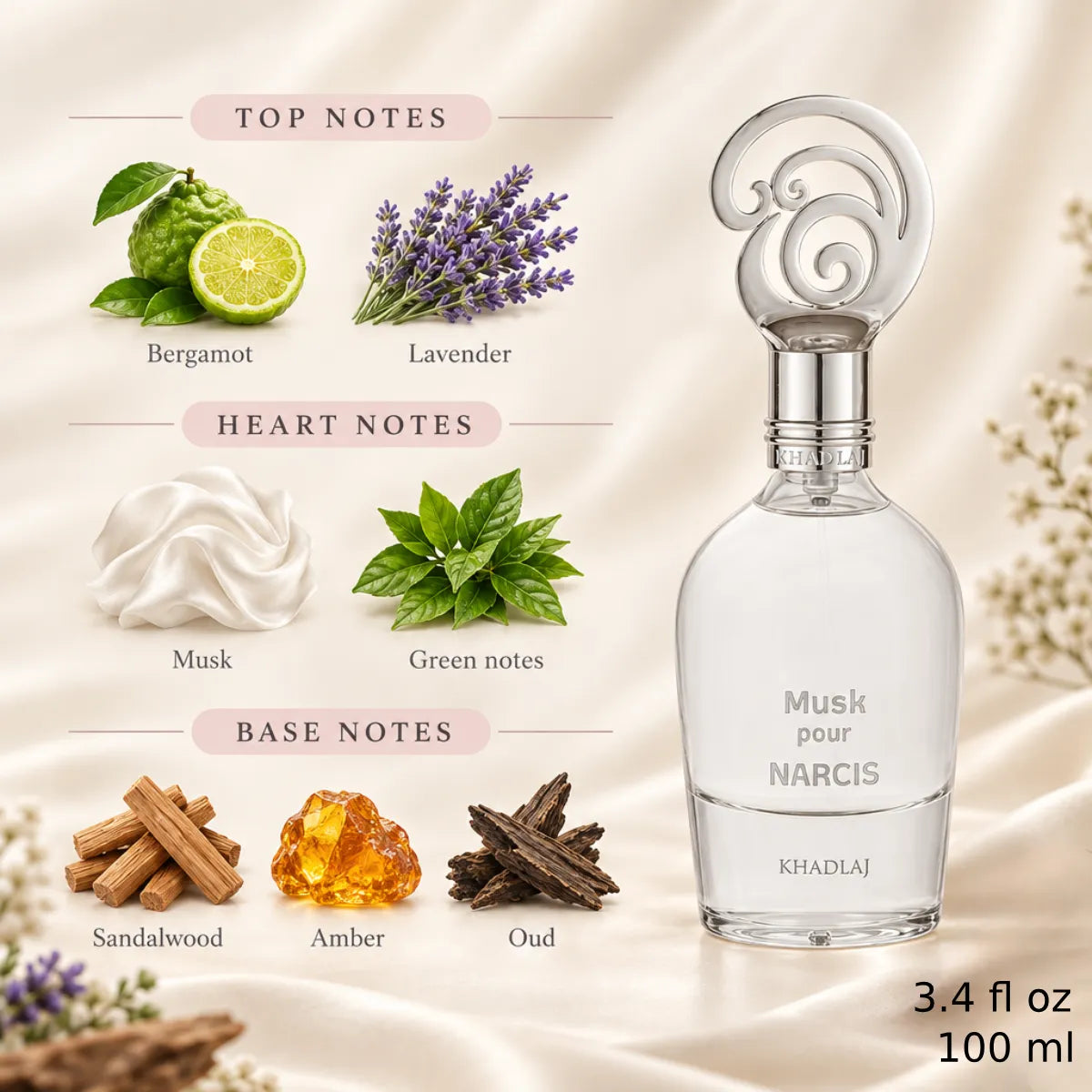 Premium Khadlaj Musk Pour Narcis EDP 100ml available in Qatar at best price, sophisticated fragrance - Perfumesouq Qatar