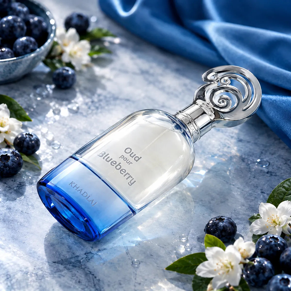 Khadlaj Oud Pour Blueberry Eau De Parfum 100ml for best price in Qatar, elegant fragrance with lasting scent - Perfumesouq Qatar