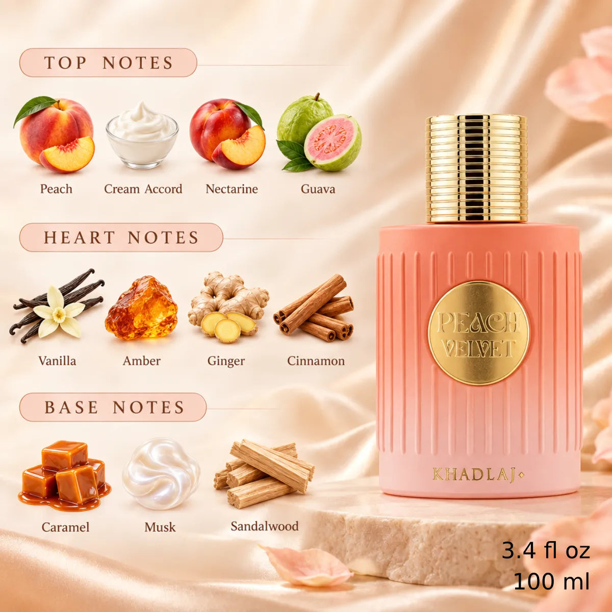 Premium Khadlaj Peach Velvet Extrait 100ml available in Qatar at best price, sophisticated fragrance - Perfumesouq Qatar