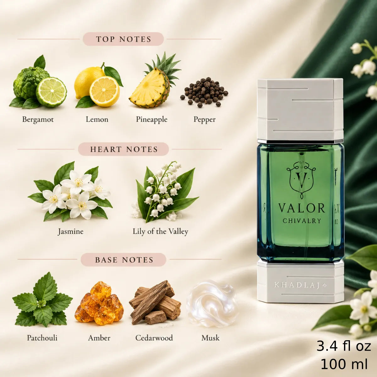 Authentic Khadlaj Valor Chivalry Eau De Parfum 100ml for best price with fast delivery - Perfumesouq Qatar