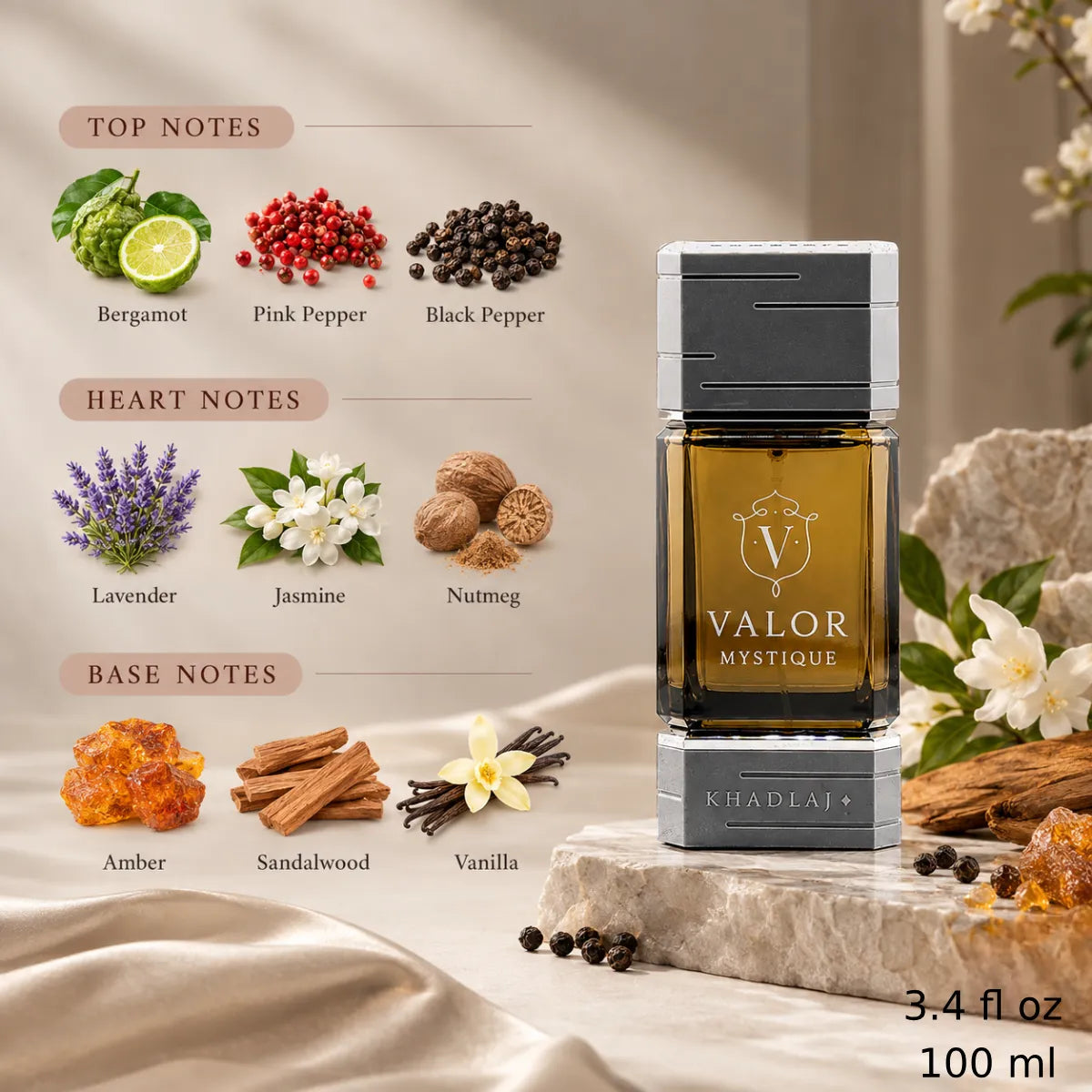 Premium Khadlaj Valor Mystique EDP 100ml available in Qatar at best price, sophisticated fragrance - Perfumesouq Qatar