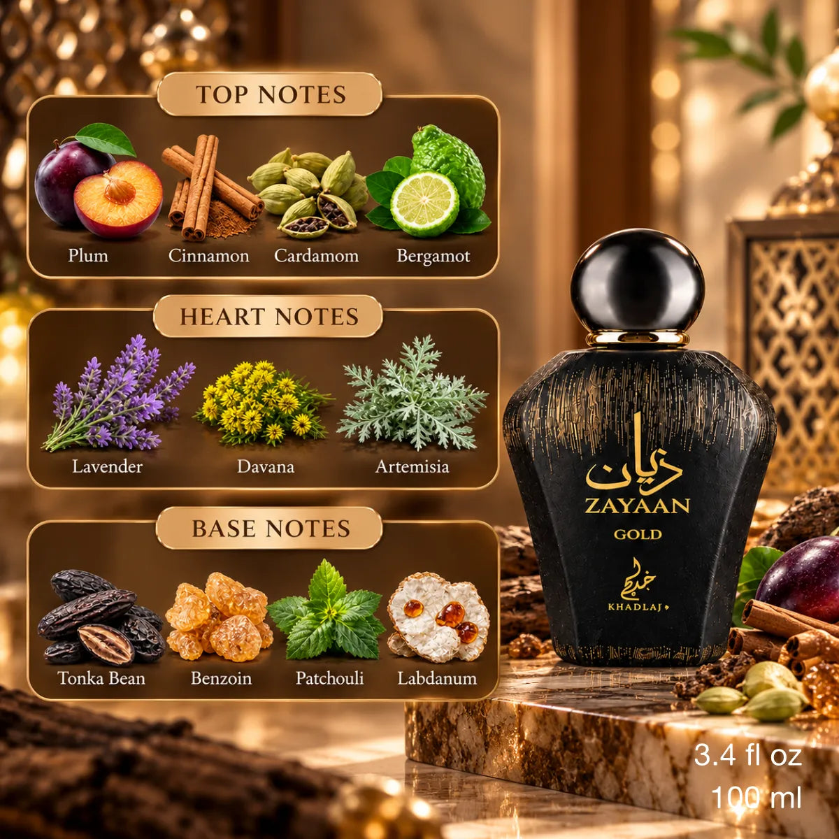 Authentic Khadlaj Zayaan Gold Eau De Parfum 100ml for best price with fast delivery - Perfumesouq Qatar