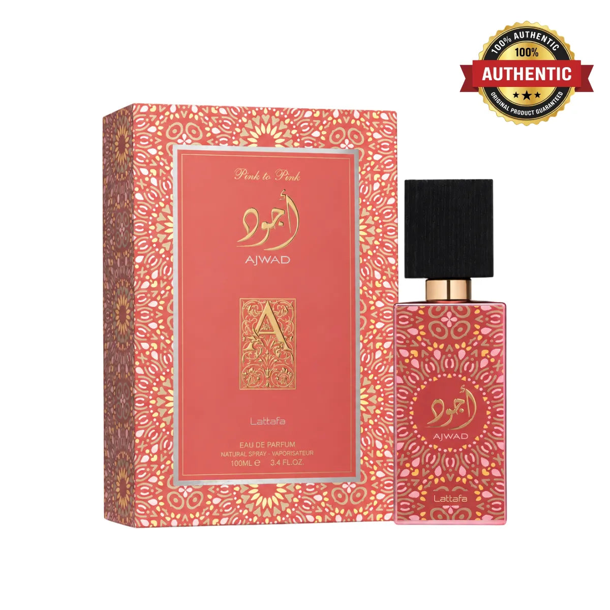 Lattafa Ajwad Pink To Pink Eau De Parfum 100ml online at best price, feminine fruity floral fragrance - Perfumesouq Qatar