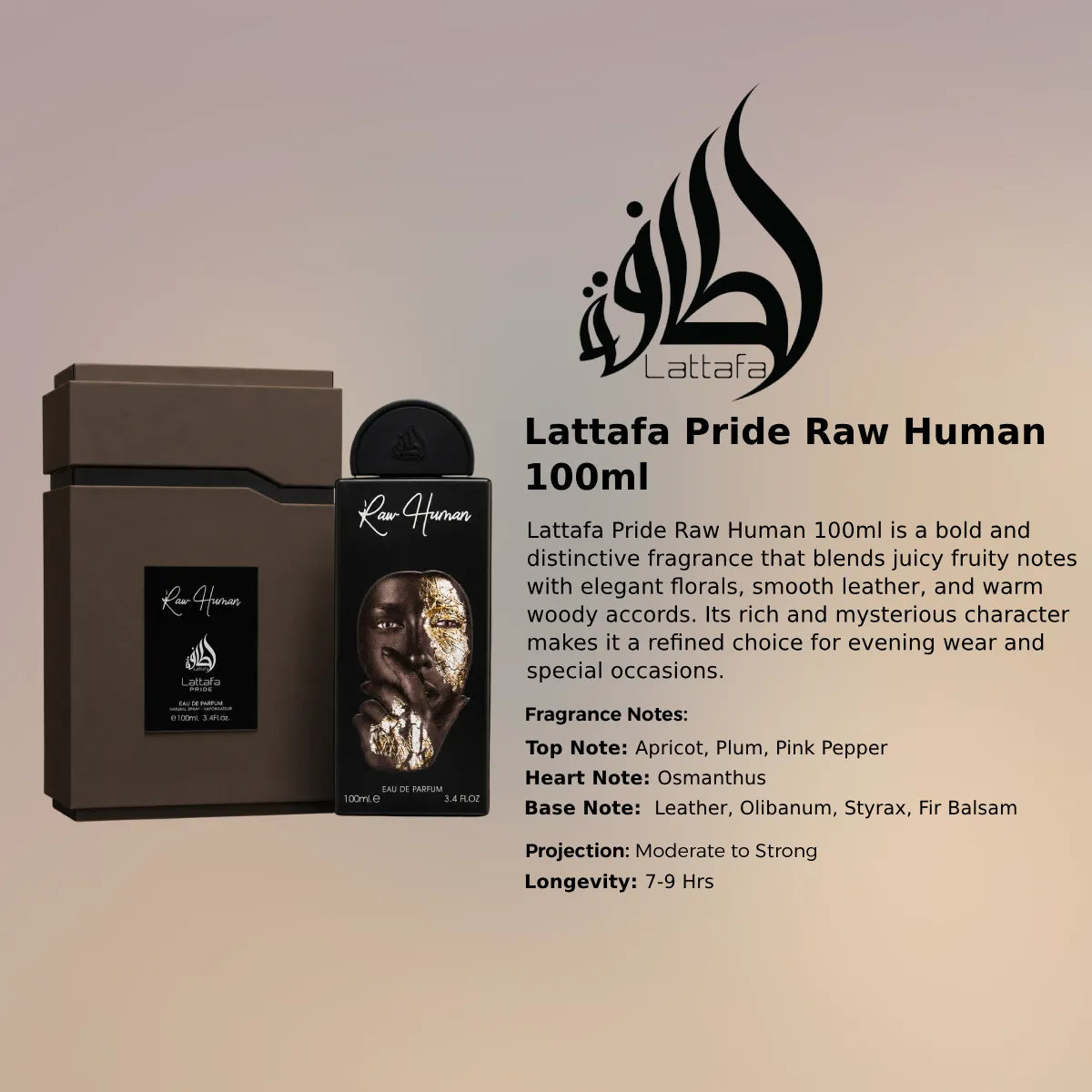 Lattafa Pride Raw Human EDP 100ml luxury fruity leather fragrance at best price - Perfumesouq Qatar