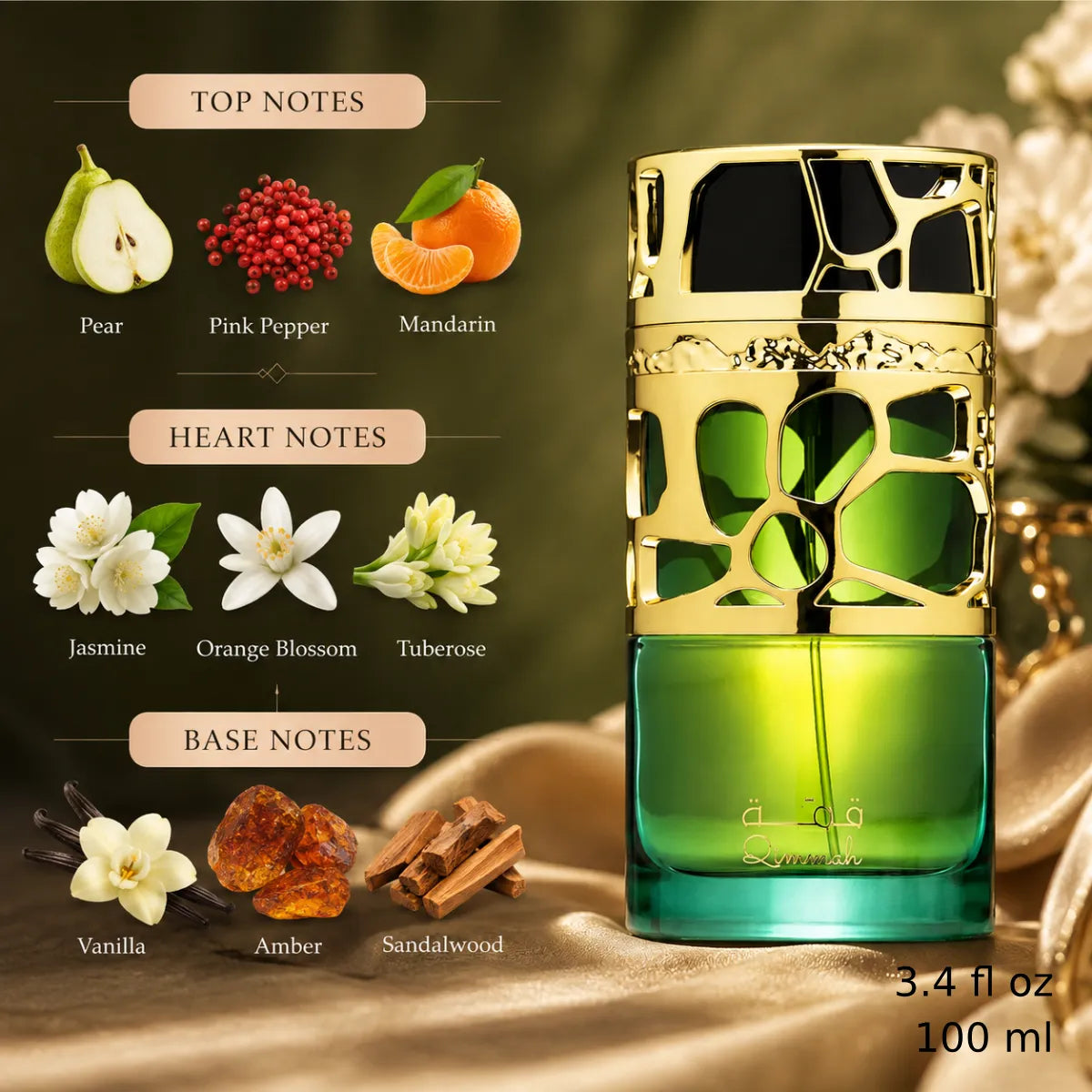Authentic Lattafa Qimmah Women Eau De Parfum 100ml for best price with fast delivery - Perfumesouq Qatar