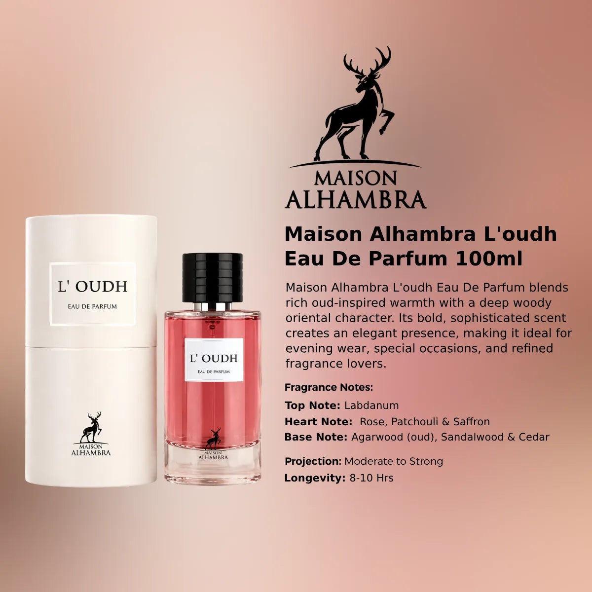 Maison Alhambra L'oudh EDP 100ml luxury fragrance at best price in Qatar, authentic and genuine product - Perfumesouq Qatar