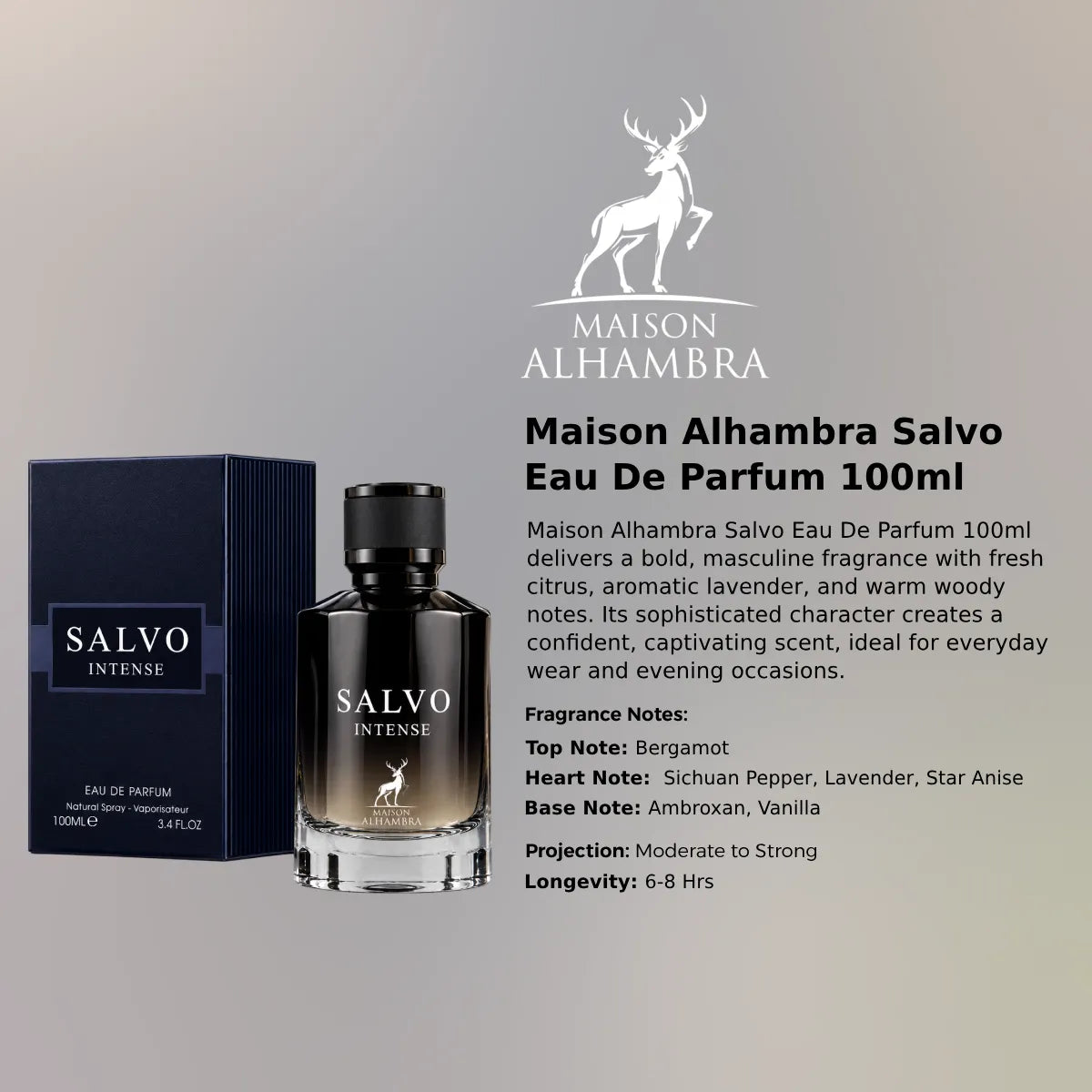 Maison Alhambra Salvo EDP 100ml luxury fragrance at best price in Qatar, authentic and genuine product - Perfumesouq Qatar