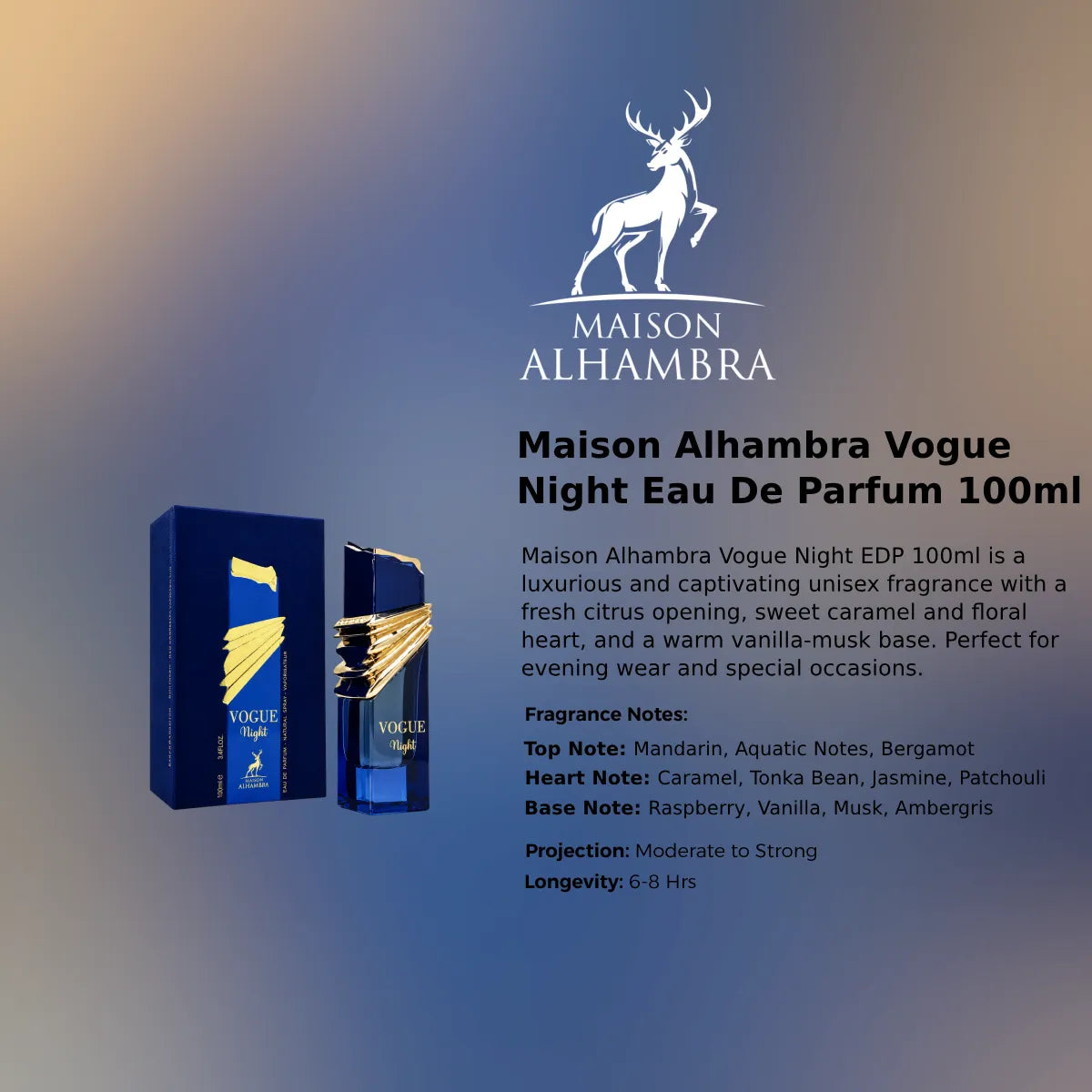 Maison Alhambra Vogue Night EDP 100ml luxury fragrance at best price , sophisticated scent - Perfumesouq Qatar