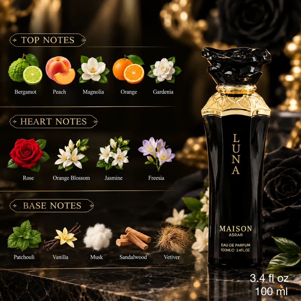 Premium Maison Asrar Luna EDP 100ml available in Qatar at best price, sophisticated fragrance - Perfumesouq Qatar