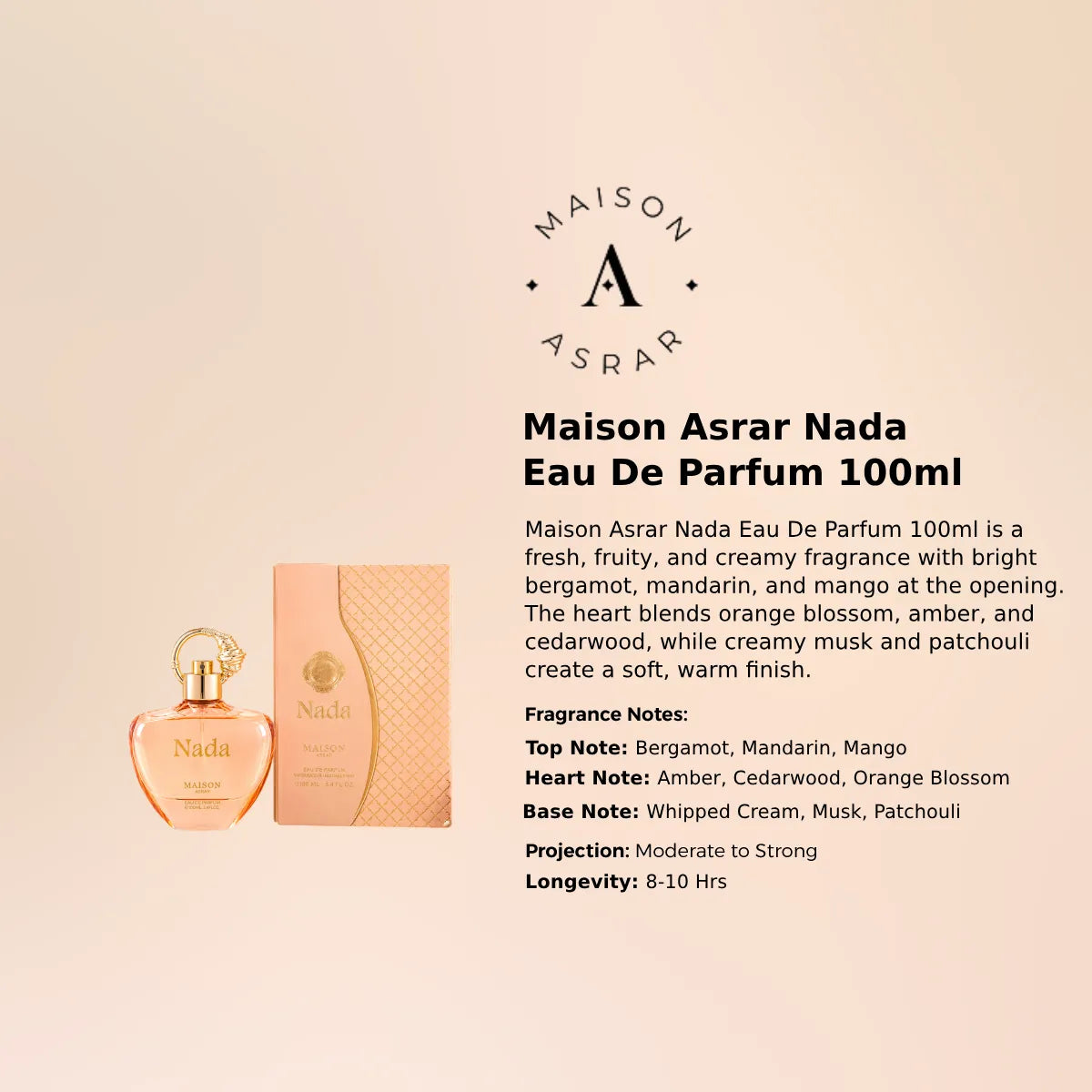 Maison Asrar Nada EDP 100ml luxury fragrance at best price, authentic and genuine product - Perfumesouq Qatar