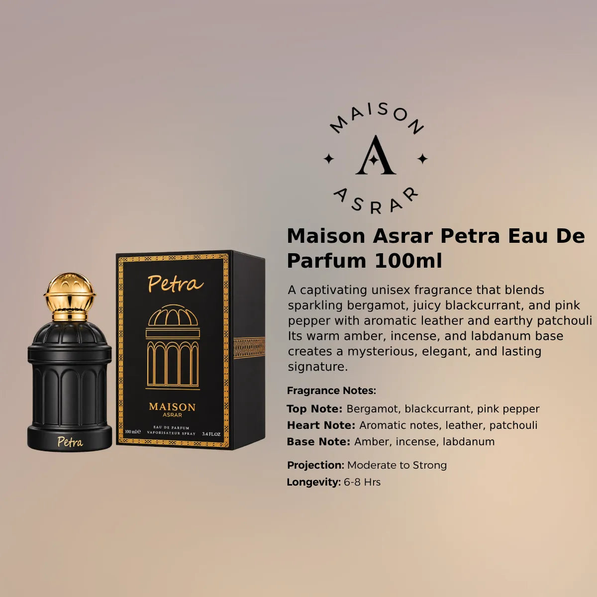 Maison Asrar Petra EDP 100ml luxury fragrance at best price in Qatar, authentic and genuine product - Perfumesouq Qatar