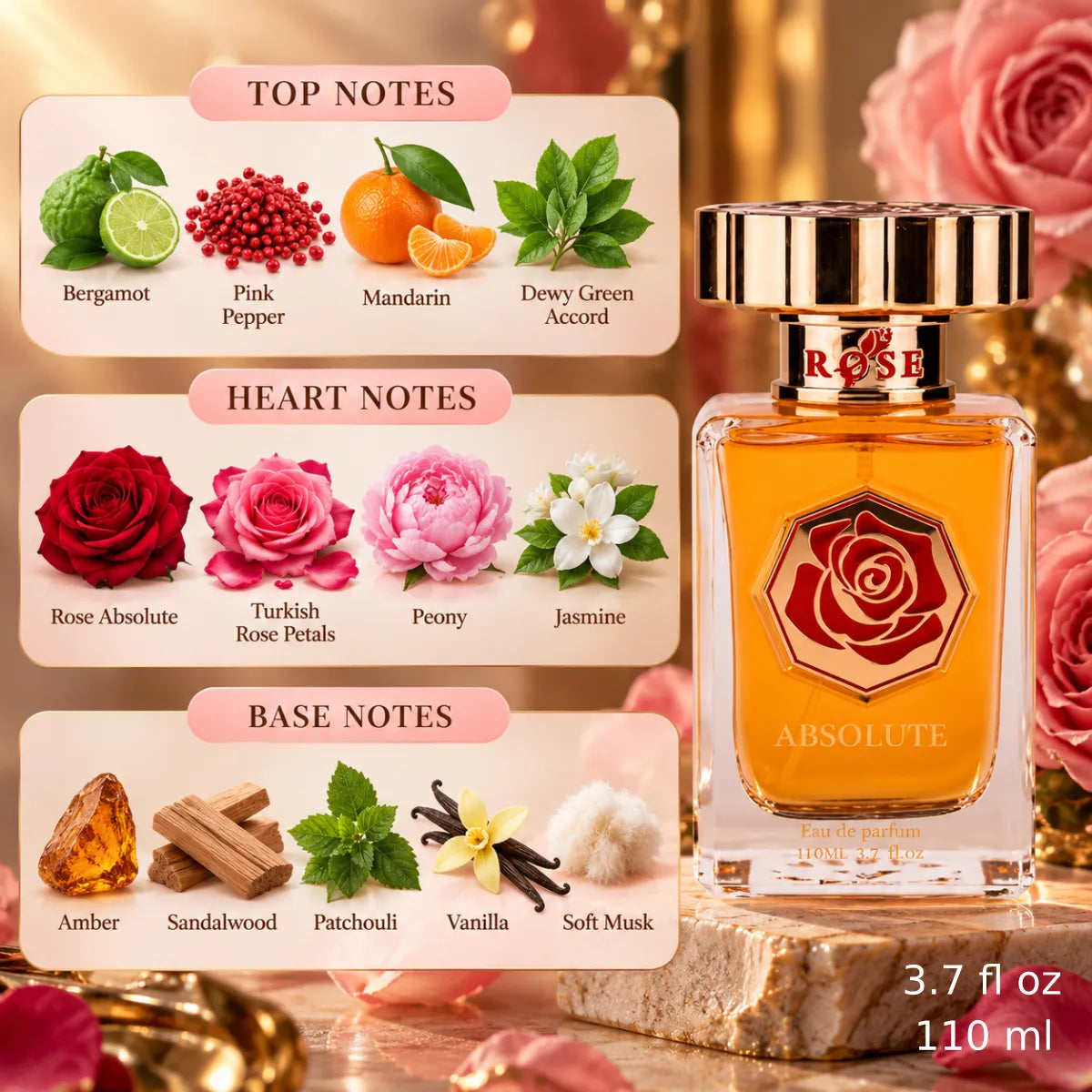 Authentic Maison Asrar Rose Absolute Eau De Parfum 110ml for best price with fast delivery - Perfumesouq Qatar