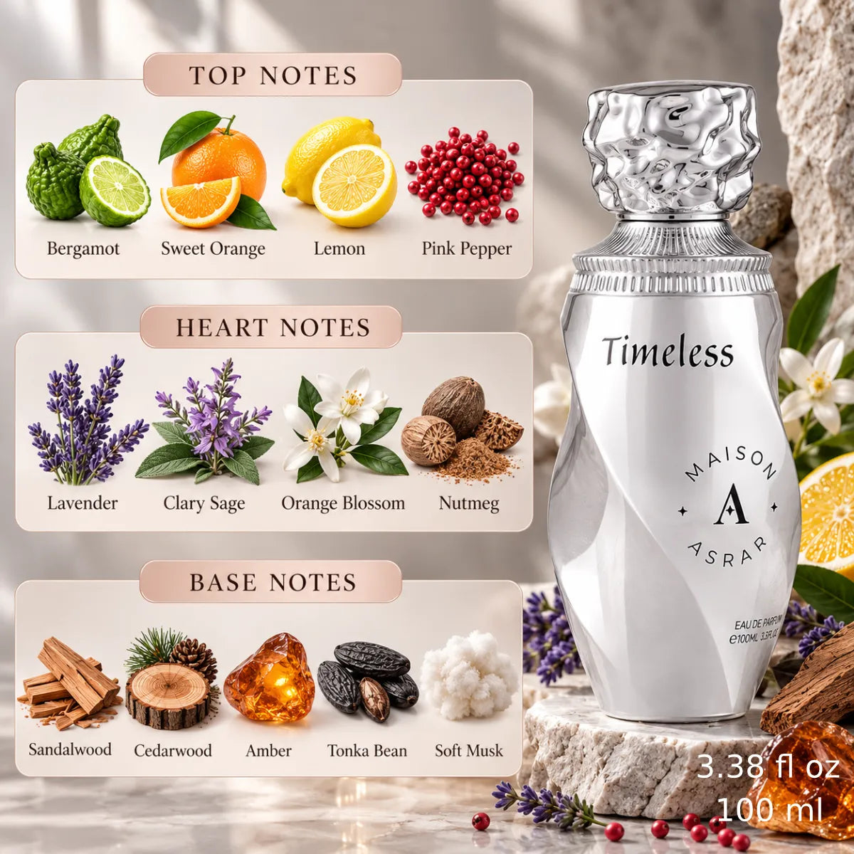 Authentic Maison Asrar Timeless Eau De Parfum 100ml for best price with fast delivery - Perfumesouq Qatar