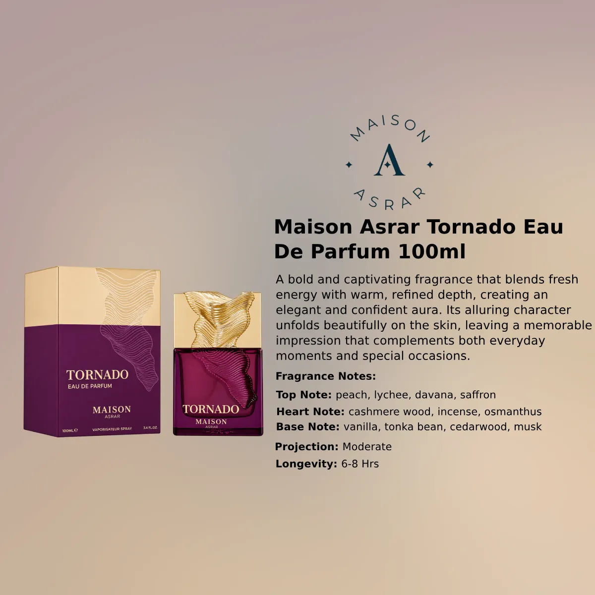 Maison Asrar Tornado EDP 100ml luxury fragrance at best price in Qatar, authentic and genuine product - Perfumesouq Qatar