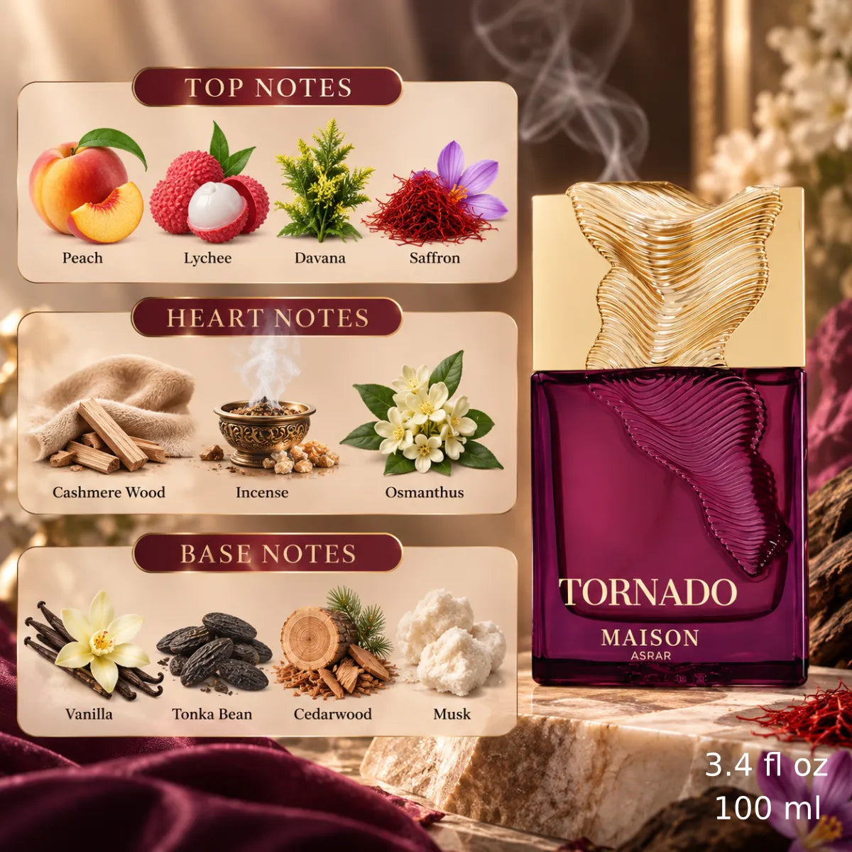 Authentic Maison Asrar Tornado Eau De Parfum 100ml for best price with fast delivery - Perfumesouq Qatar