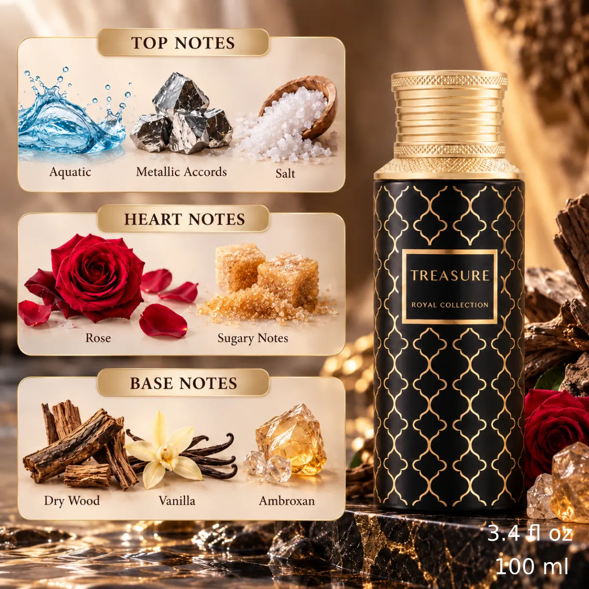 Authentic Maison Asrar Treasure Eau De Parfum 100ml for best price with fast delivery - Perfumesouq Qatar